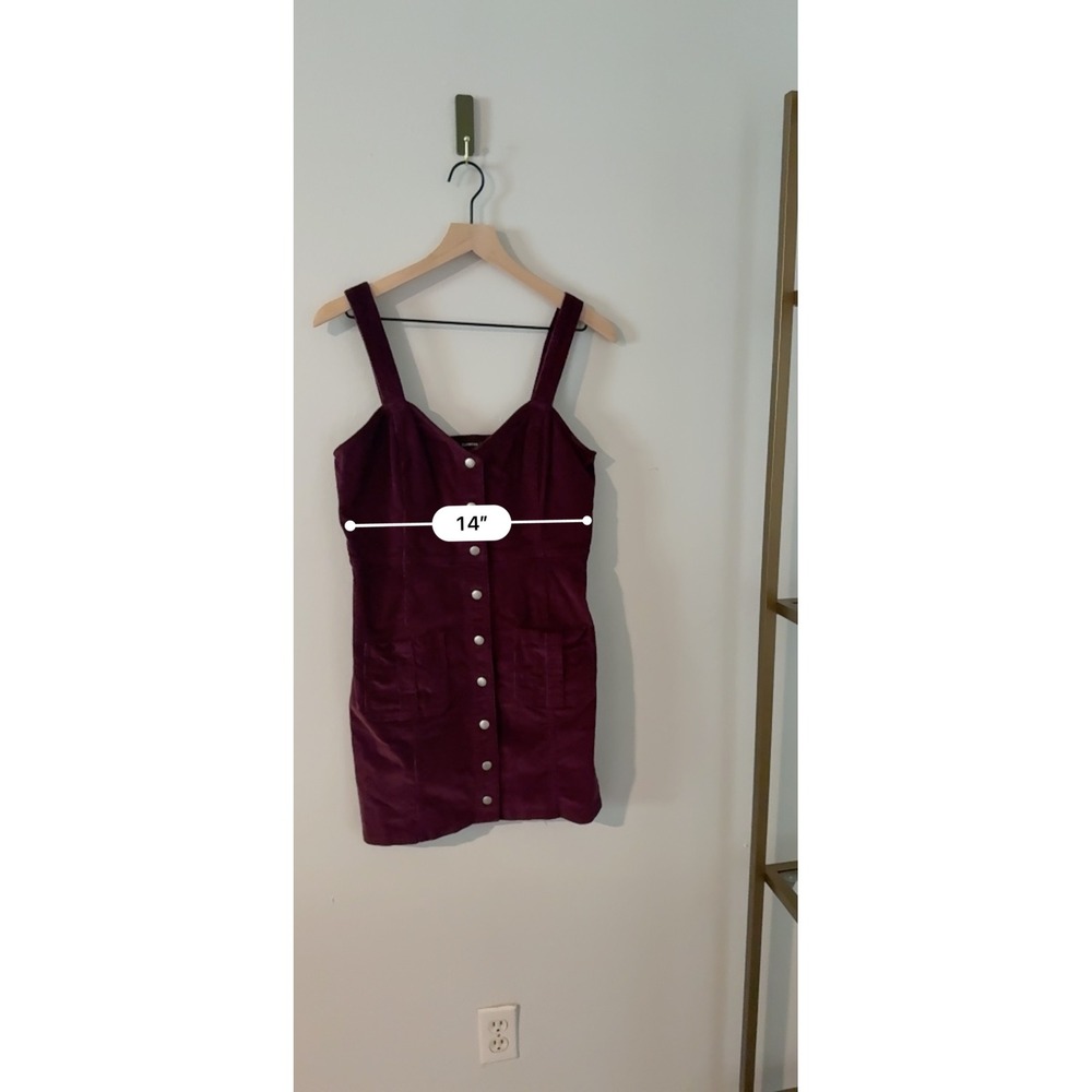 Y2k Corduroy Overall Dress Maroon - Picture 6 of 7